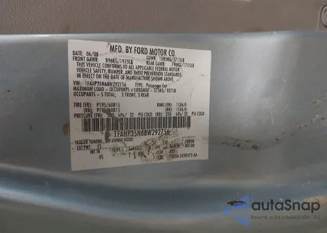 2008 Ford Focus Se/Ses из США, поврежденный, VIN 1FAHP35N68W292756